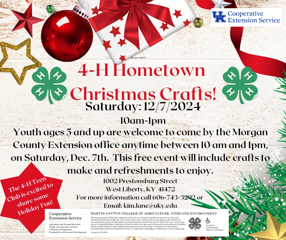 4-H Hometown Christmas Crafts flyer