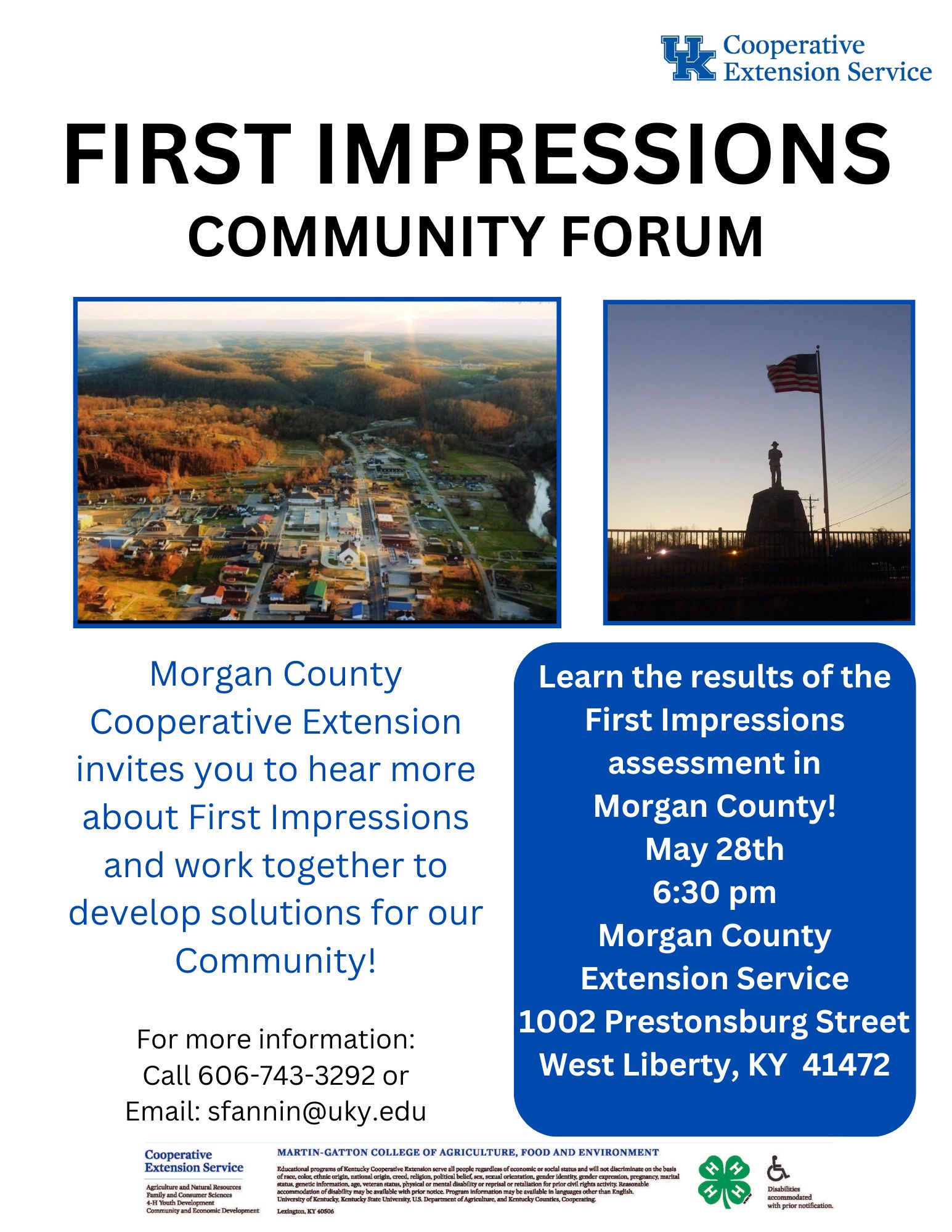 First Impressions Community Forum flyer