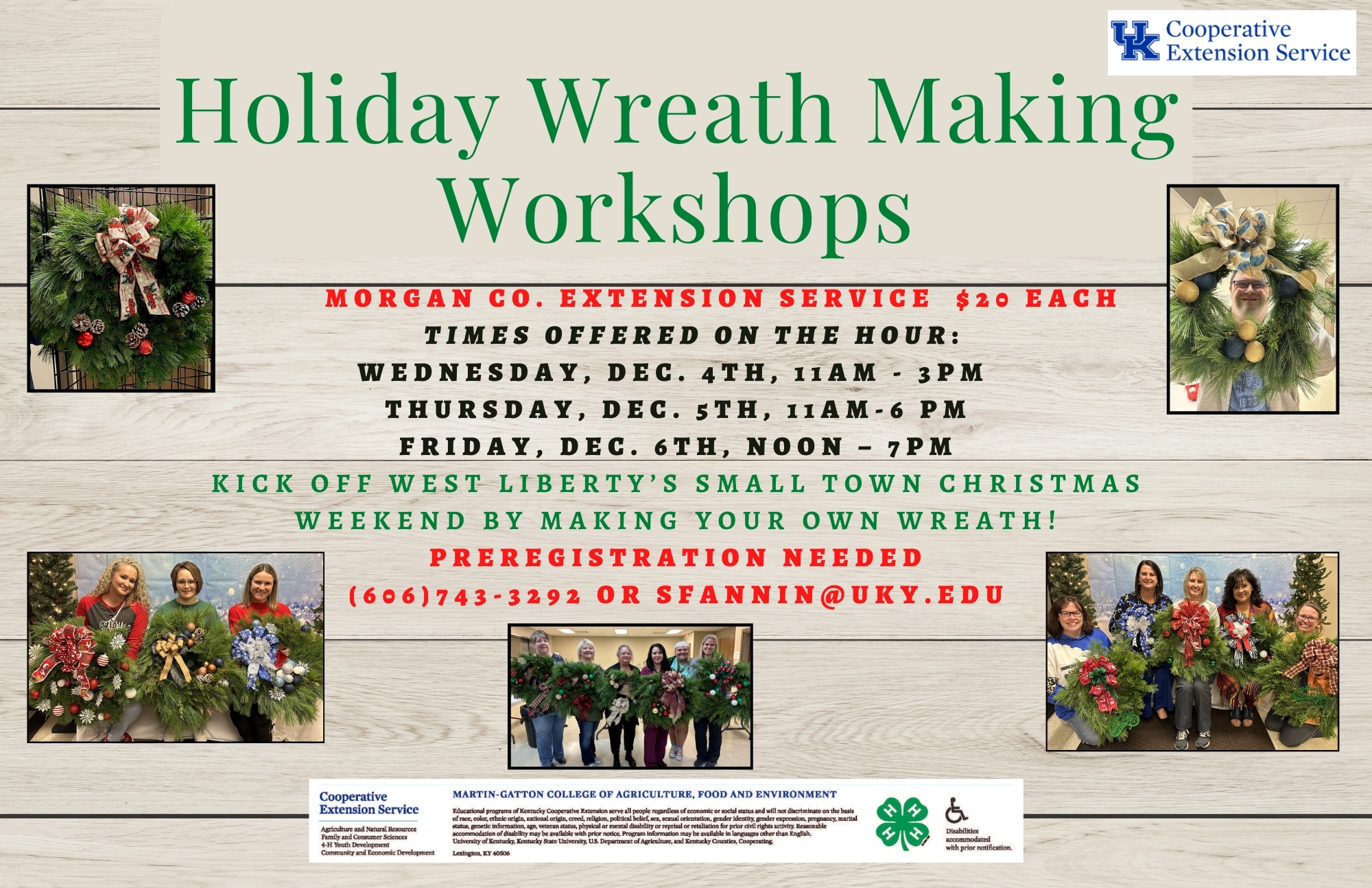 Holiday Wreath Making Workshop Flyer